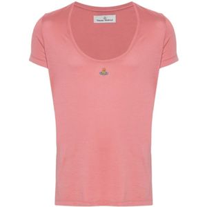 Vivienne Westwood, Tops, unisex, Roze, M, Katoen, Roze Jersey T-shirt met Orb Logo