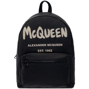Alexander McQueen, Tassen, Heren, Zwart, ONE Size, Grafische rugzak