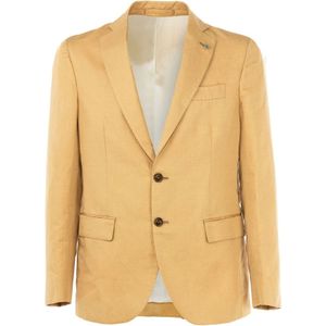 Liu Jo, Jassen, Heren, Beige, S, Linnen, Elegante Zomer Linnen Blazer