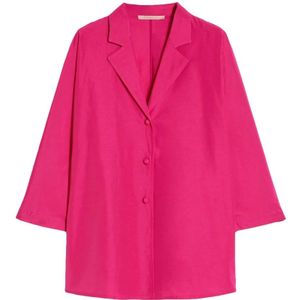 Pennyblack, Jassen, Dames, Roze, M, Polyester, Fuchsia Taffeta Oversized Shirt