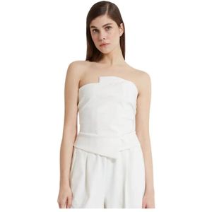 ViCOLO, Witte Strapless Top Ritssluiting Wit, Dames, Maat:M