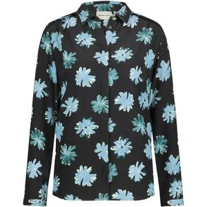 Fabienne Chapot, Blouses & Shirts, Dames, Zwart, L, Rayon, Blauwe Bloemenprint Blouse