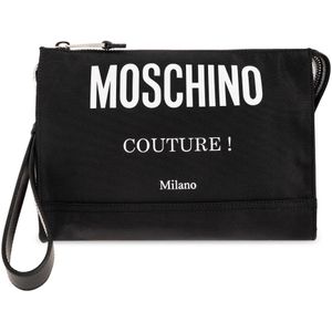 Moschino, Tassen, Heren, Zwart, ONE Size, Handtas met logoprint