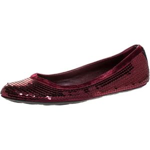 Gucci Vintage, Pre-owned, Dames, Rood, 38 EU, Satijn, Pre-owned Satin flats
