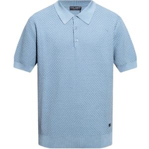 Dolce & Gabbana, Tops, Heren, Blauw, M, Polo shirt met korte mouwen