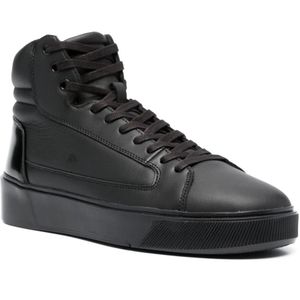 Calvin Klein, Schoenen, Heren, Zwart, 44 EU, Leer, Zwarte High Top Veterschoenen