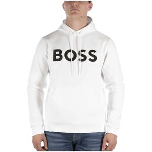 Hugo Boss, Sweatshirts & Hoodies, Heren, Wit, L, Katoen, Boss Soody 1 Wit Sweatshirt