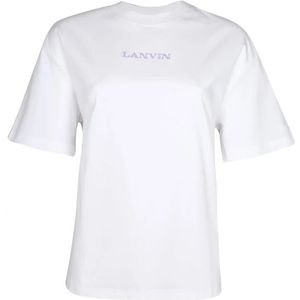 Lanvin, Tops, Dames, Wit, S, Katoen, Witte Katoenen Oversized Crew Neck T-shirt