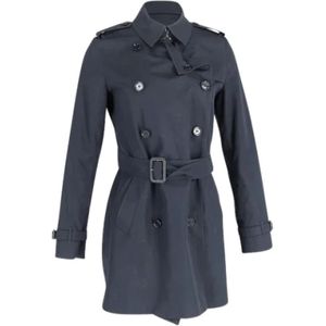 Burberry Vintage, Pre-owned, Dames, Blauw, M, Katoen, Pre-owned Coats