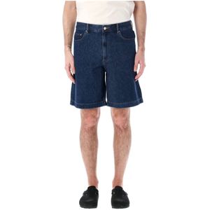 A.p.c., Indigo Wassen Denim Shorts Blauw, Heren, Maat:S