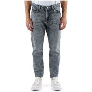 Calvin Klein Jeans, Jeans, Heren, Grijs, W33, Katoen, Cropped Tapered Jeans Vijf Zakken