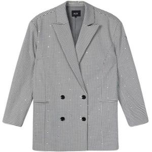 Alix The Label, Oversized Mini Logo Blazer Grijs, Dames, Maat:M