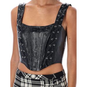 Alessandra Rich, Lakleren Bustier Top Zwart, Dames, Maat:S