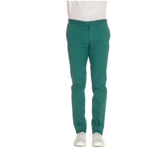 PT Torino, Broeken, Heren, Groen, L, Katoen, Groene Stretch Katoen Gabardine Broek