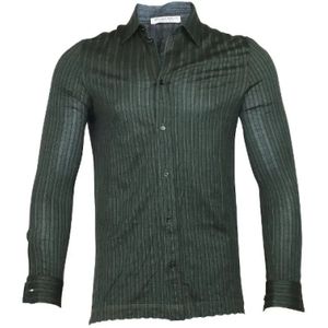 Bottega Veneta Vintage, Vintage Groen Gestreept Katoenen Overhemd Groen, Dames, Maat:S