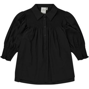 Munthe, Blouses & Shirts, Dames, Zwart, L, Vrouwelijke blouse met prachtige smokdetails