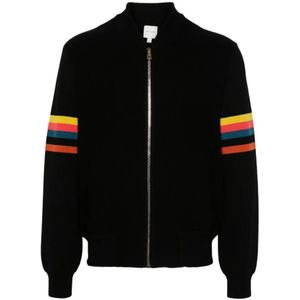 Paul Smith, Sweatshirts & Hoodies, Heren, Zwart, L, Wol, Bouclé Streep Zip-Through Jas