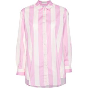 MC2 Saint Barth, Blouses & Shirts, Dames, Veelkleurig, S, Roze Gestreept Overhemd Klassieke Kraag