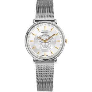 Versace, Dames Roestvrijstalen Analoge Horloge Grijs, Dames, Maat:ONE Size