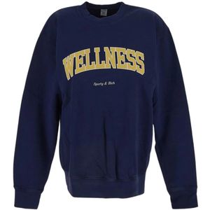 Sporty & Rich, Blauwe Sweatshirt met Lange Mouwen Blauw, Dames, Maat:L