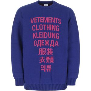 Vetements, Oversized Blauwe Wollen Trui Paars, Heren, Maat:S