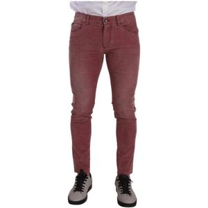 Dolce & Gabbana, Broeken, Heren, Roze, M, Denim, Roze Corduroy Skinny Heren Denim Jeans