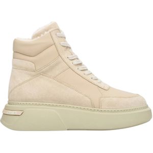 Estro, Schoenen, Dames, Beige, 38 EU, Suède, Beige Suede High-top Winter Sneakers