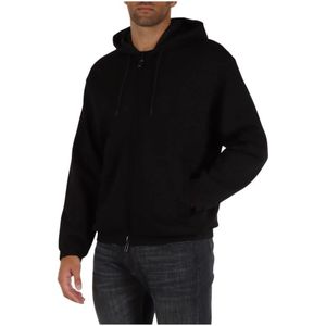 Emporio Armani, Sweatshirts & Hoodies, Heren, Zwart, M, Katoen, Omkeerbare Katoen Technische Stof Hoodie