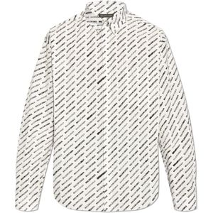 Balenciaga, Overhemden, Heren, Wit, 2Xl, Katoen, Shirt met logo