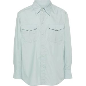 Lemaire, Overhemden, Heren, Blauw, XL, Lichtblauwe Westernshirt met drukknopen