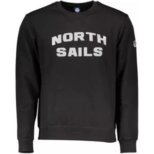 North Sails, Sweatshirts & Hoodies, Heren, Zwart, XL, Katoen, Zwart Crewneck Sweatshirt met Print