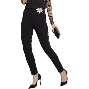 Moskada, Slim Fit Ster Taille Jurkbroek Zwart, Dames, Maat:L