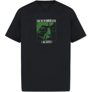 AllSaints, ‘Zeta’ bedrukt T-shirt Zwart, Heren, Maat:M