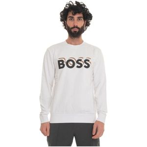 Boss, Sweatshirts & Hoodies, Heren, Wit, 2Xl, Katoen, Soleri 07 Crewneck sweatshirt
