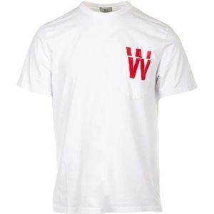 Woolrich, Tops, Heren, Wit, XL, Geborduurd Logo T-shirt Wit