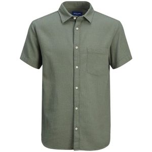 Jack & Jones, Overhemden, Heren, Groen, M, Dobby Shirt Laurierkrans Groen