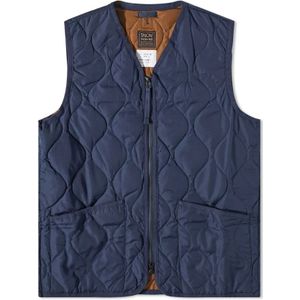 Taion, Jassen, Heren, Blauw, M, Polyester, Navy Militaire Stijl Gewatteerd Vest