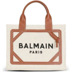 Balmain, Tassen, Dames, Bruin, ONE Size, Katoen, Kleine Boodschappentas