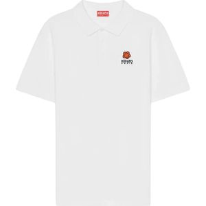 Kenzo, Tops, Heren, Wit, M, Katoen, Witte Bloemen Polo Shirt