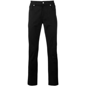 Moschino, Zwarte Slim Fit Jeans met Metallic Logo Zwart, Heren, Maat:ONE Size