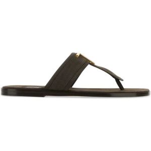 Tom Ford, Bruine suède teenslippers Bruin, Heren, Maat:40 EU