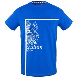 Aquascutum, Tops, Heren, Blauw, M, Katoen, Logo Katoenen T-shirt Lente/Zomer Mannen