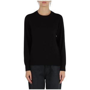 Armani Exchange, Truien, Dames, Zwart, L, Wol, Geborduurde Wollen Crewneck Sweater