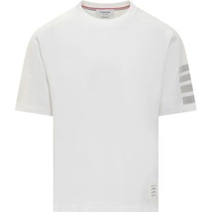 Thom Browne, Tops, Heren, Wit, S, Gestreepte T-shirts met lange mouwen