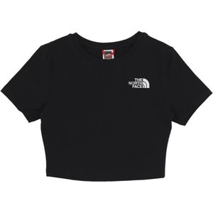 The North Face, Tops, Dames, Zwart, M, Katoen, Zwarte Crop Tee Korte Mouw