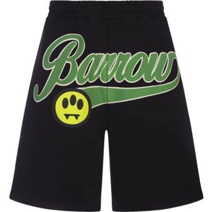 Barrow, Korte broeken, Heren, Zwart, M, Katoen, Sportieve Zwarte Bermuda Shorts met Elastische Tailleband