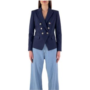 Marella, Jassen, Dames, Blauw, L, Katoen, Blauwe Nacht Blazer Foglia 1