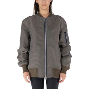 Sacai, Nylon Twill Blouson Jas Grijs, Dames, Maat:M