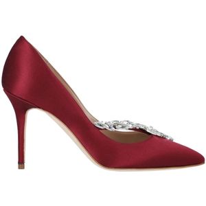 Manolo Blahnik, Schoenen, Dames, Rood, 40 EU, Satijn, Pumps