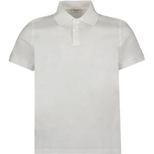 Saint Laurent, Tops, Heren, Wit, S, Katoen, Klassieke Polo Shirt